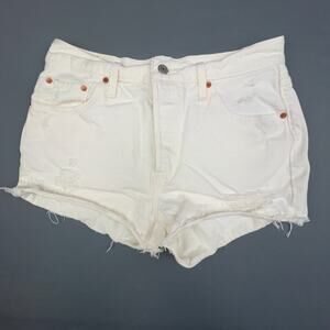 Levi’s 501 Jean Shorts White Denim Cut Off Distressed 30